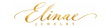 Elinae Jewelry logo in gold script on a white background